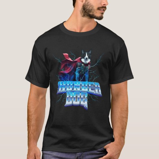 Border Collie as the God of Thunder and Lightning T-shirt (Voorkant)