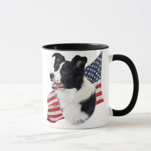Border collie avec la tasse de drapeau