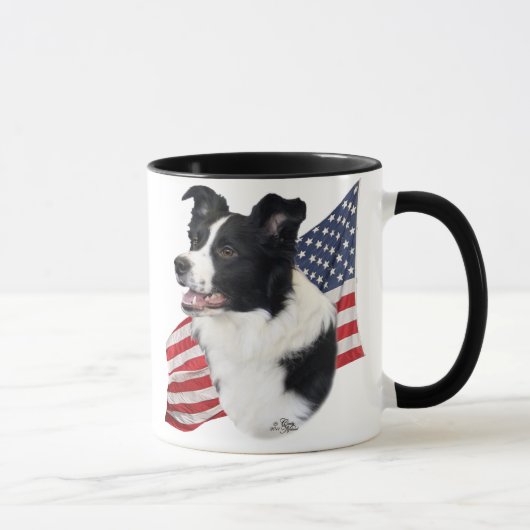Border collie avec la tasse de drapeau (Droite)