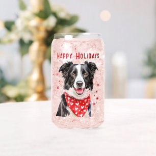Border Collie avec un bandana rouge à coeur pour N