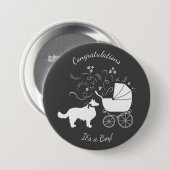 Border Collie-Baby shower Ronde Button 7,6 Cm (Voorkant /achterkant)