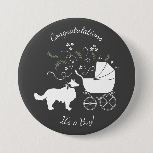 Border Collie-Baby shower Ronde Button 7,6 Cm (Voorkant)