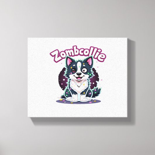 Border Collie BC Zombie Dog Halloween Essential T- Canvas Afdruk (Voorkant)