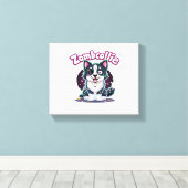 Border Collie BC Zombie Dog Halloween Essential T- Canvas Afdruk (Insitu (Houten vloer))