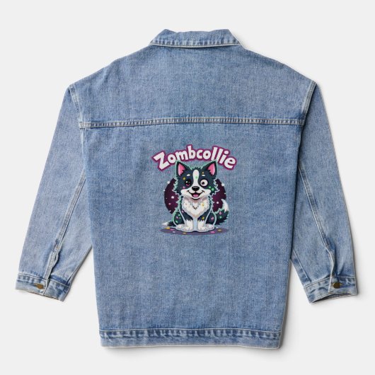 Border Collie BC Zombie Dog Halloween Essential T- Denim Jacket (Achterkant)