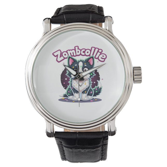 Border Collie BC Zombie Dog Halloween Essential T- Horloge (Voorkant)