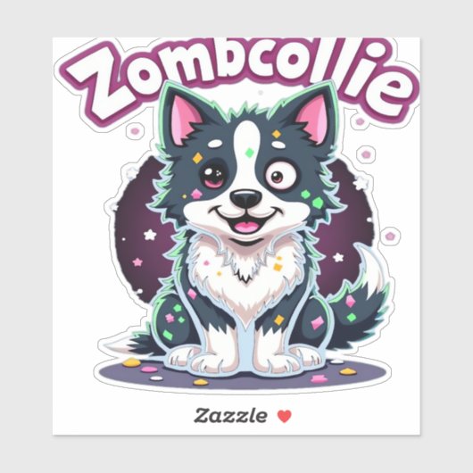 Border Collie BC Zombie Dog Halloween Essential T- Sticker (Vel)