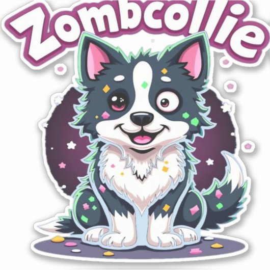 Border Collie BC Zombie Dog Halloween Essential T- Sticker (Voorkant)