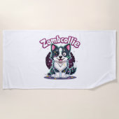 Border Collie BC Zombie Dog Halloween Essential T- Strandlaken (Voorkant)