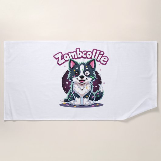 Border Collie BC Zombie Dog Halloween Essential T- Strandlaken (Voorkant)
