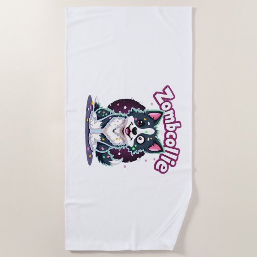 Border Collie BC Zombie Dog Halloween Essential T- Strandlaken (Voorkant)