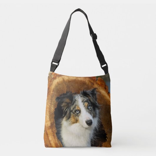 Border Collie Blue Merle Dog Cute Portrait Photo - Crossbody Tas (Voorkant)