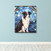 Border Collie Canvas Afdruk (Insitu (Houten vloer))