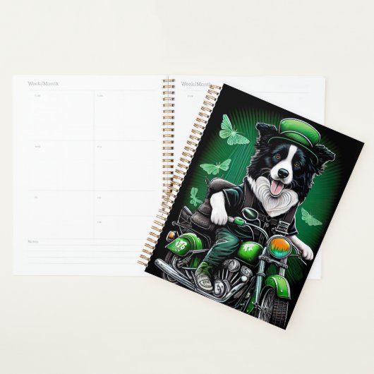 Border Collie Chien Conduisant Vélo St. Patrick's  (Devant avec enveloppe)
