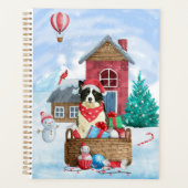 Border Collie Chien Dans Maison de Noël enneigée (Devant)