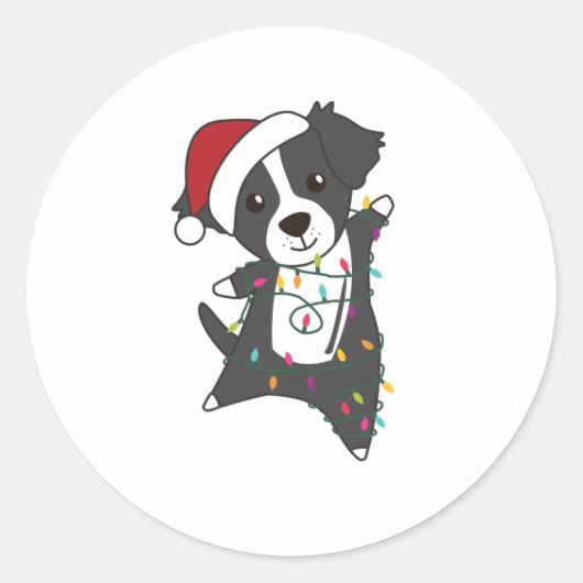 Border Collie Christmas Dog Winter Animals Dogs Ronde Sticker (Voorkant)