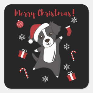 Border Collie Christmas Dog Winter Animals Dogs Vierkante Sticker