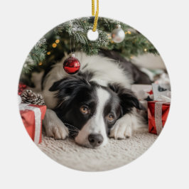Border Collie Christmas Keramisch Ornament