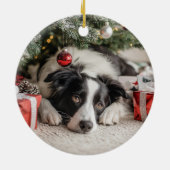 Border Collie Christmas Keramisch Ornament (Achterkant)
