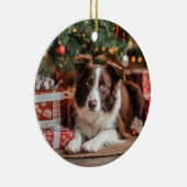 Border Collie Christmas Keramisch Ornament (Rechts)