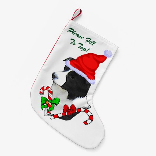 Border Collie Christmas Kleine Kerstsok (Voorkant (Hangend))