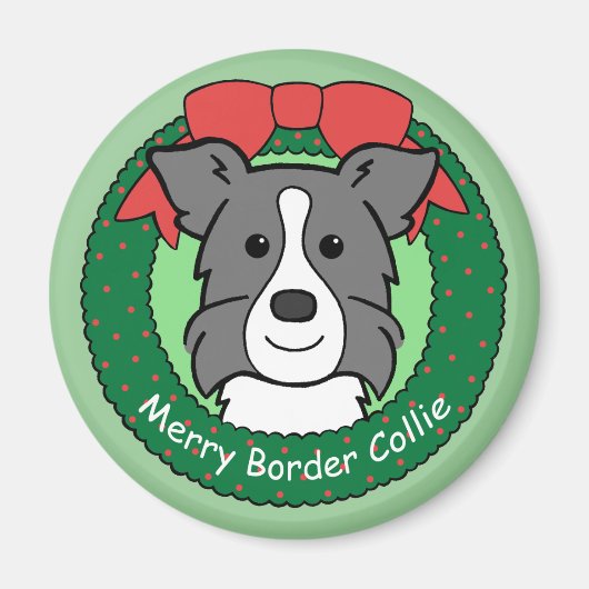 Border Collie Christmas Magneet (Voorkant)
