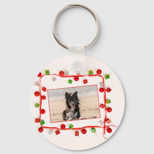 Border Collie Christmas Sleutelhanger (Voorkant)