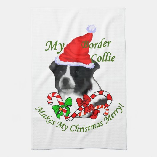 Border Collie Christmas Theedoek (Verticaal)
