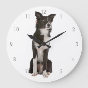 Border Collie Clock Grote Klok