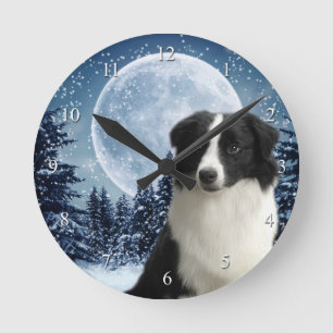 Border Collie Clock Ronde Klok