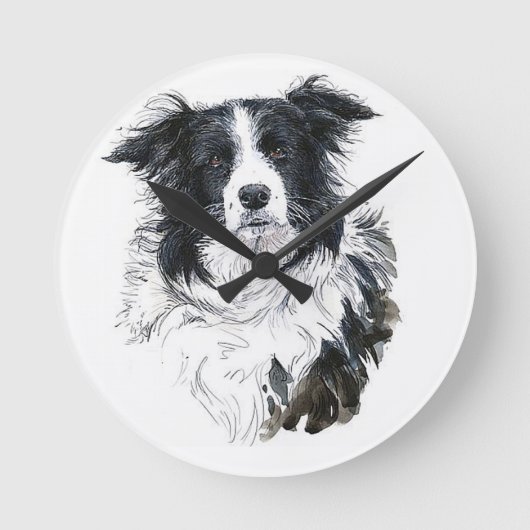 Border Collie Clock Ronde Klok (Voorkant)