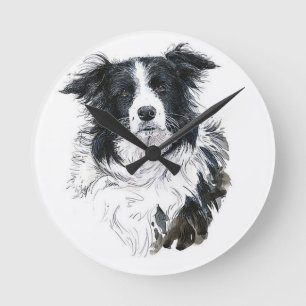 Border Collie Clock Ronde Klok