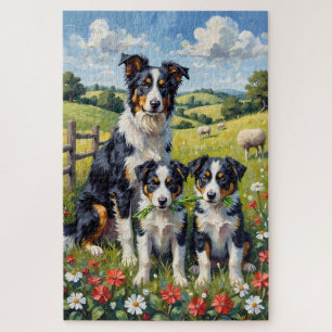 Border Collie Clover Weide Kunst Legpuzzel