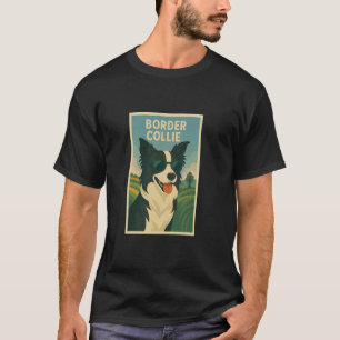 Border Collie Cool Kunst Minimalistische Print Pop T-shirt