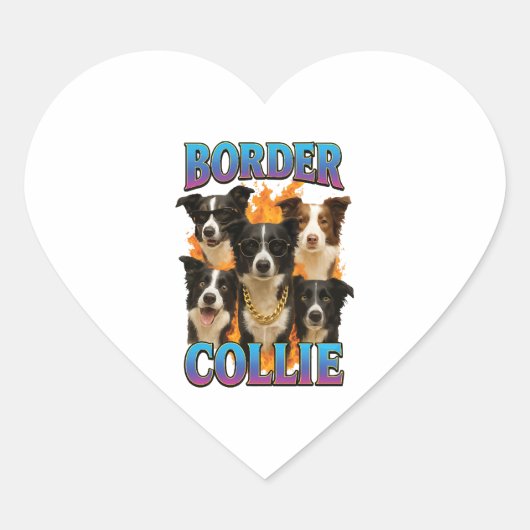 Border Collie Copy Hart Sticker (Voorkant)