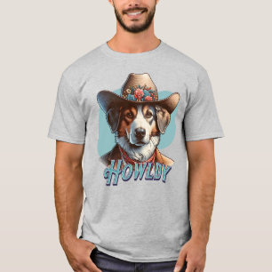 Border Collie Cowboy Dog Punny Howldy Dog T-shirt