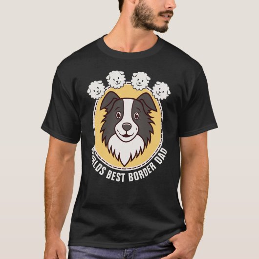 Border Collie Dad Aangepaste tekst T-shirt (Voorkant)