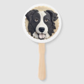 Border Collie Dog 3D geïnspireerd Handwaaier (Voorkant)