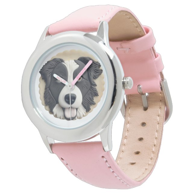 Border Collie Dog 3D geïnspireerd Horloge (Gekanteld)