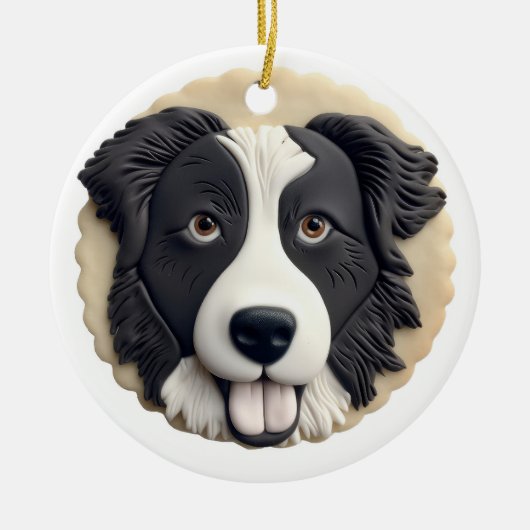 Border Collie Dog 3D geïnspireerd Keramisch Ornament (Voorkant)