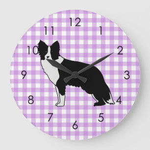 Border Collie Dog Abstracte Illustratie Gingham Grote Klok