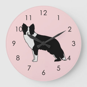 Border Collie Dog Abstracte Illustratie Roze Grote Klok