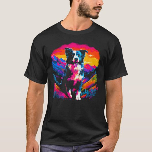Border Collie Dog Artist T-shirt (Voorkant)