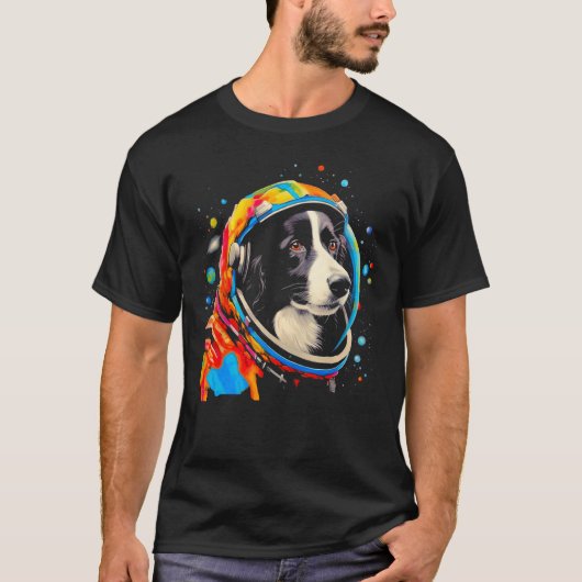 Border Collie Dog  Astronaut T-shirt (Voorkant)