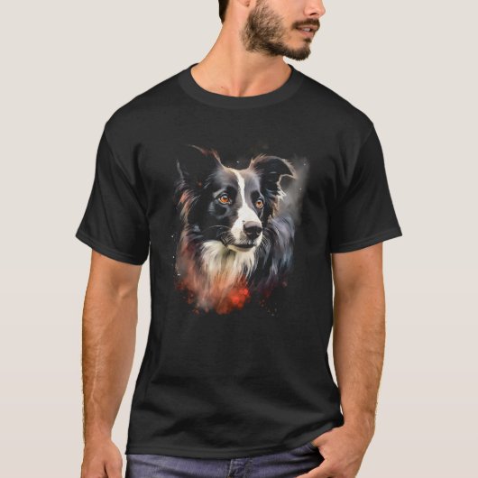 Border Collie Dog Australian Shepherd Graffiti Art T-shirt (Voorkant)