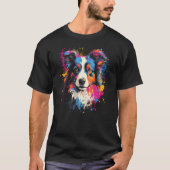 Border Collie Dog Australian Shepherd Puppy Graffi T-shirt (Voorkant)