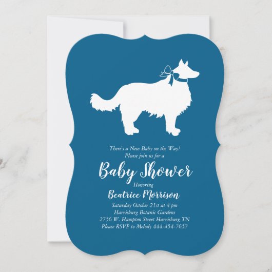Border Collie Dog Baby shower Blue Boy Kaart (Voorkant)