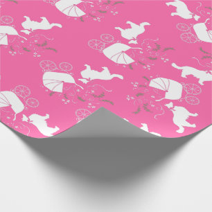 Border Collie Dog Baby shower Puppy Pink Girl Cadeaupapier