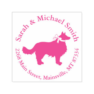 Border Collie Dog Baby shower Puppy Pink Girl Zelfinktende Stempel