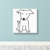 Border Collie Dog Cartoon Canvas Afdruk (Insitu (Houten vloer))